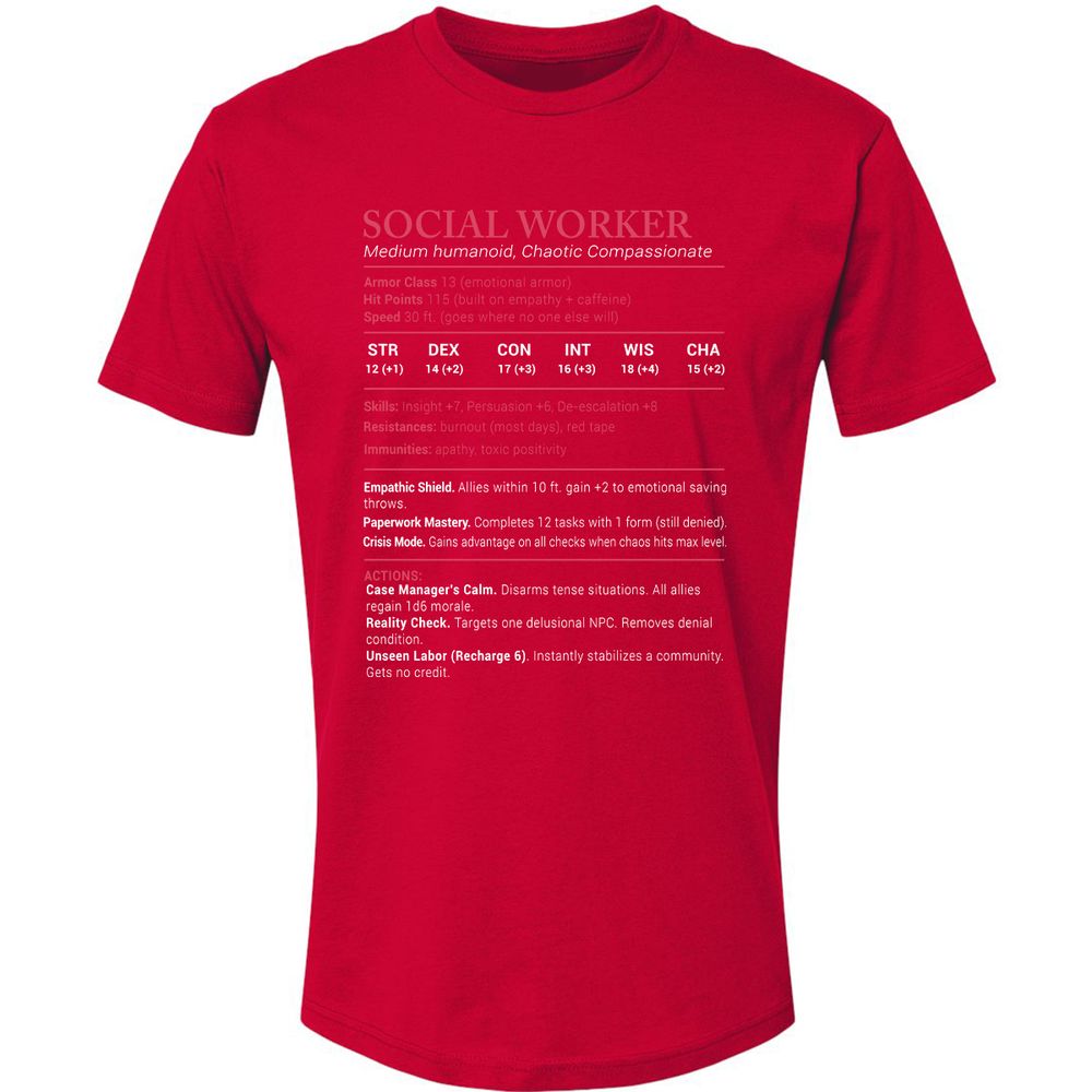 Social Worker Stats Premium Unisex T-Shirt - Red - 6