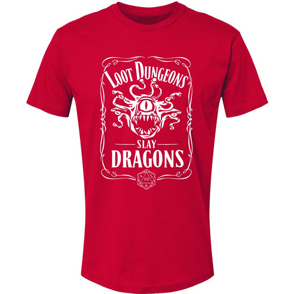 Loot Dungeon Slay Dragons Premium Unisex T-Shirt - Red - 6