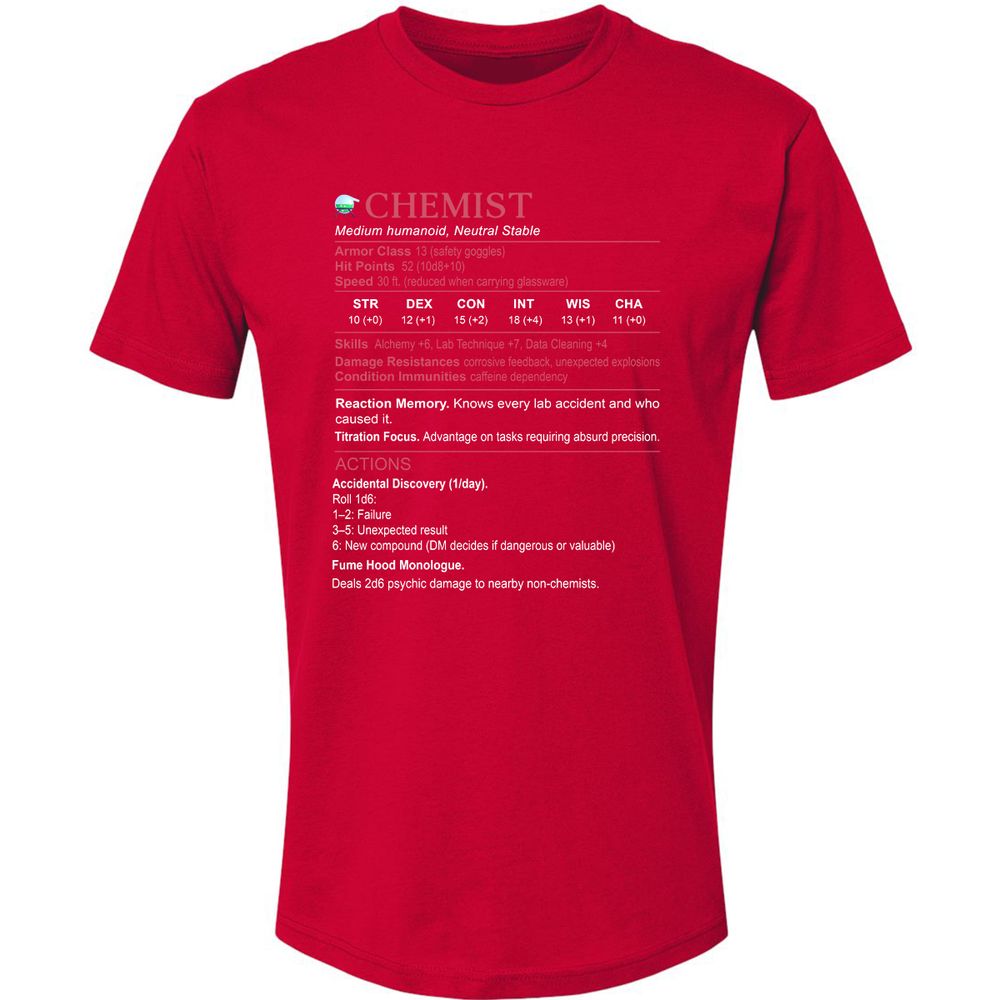 Chemist Stats Premium Unisex T-Shirt - Red - 6