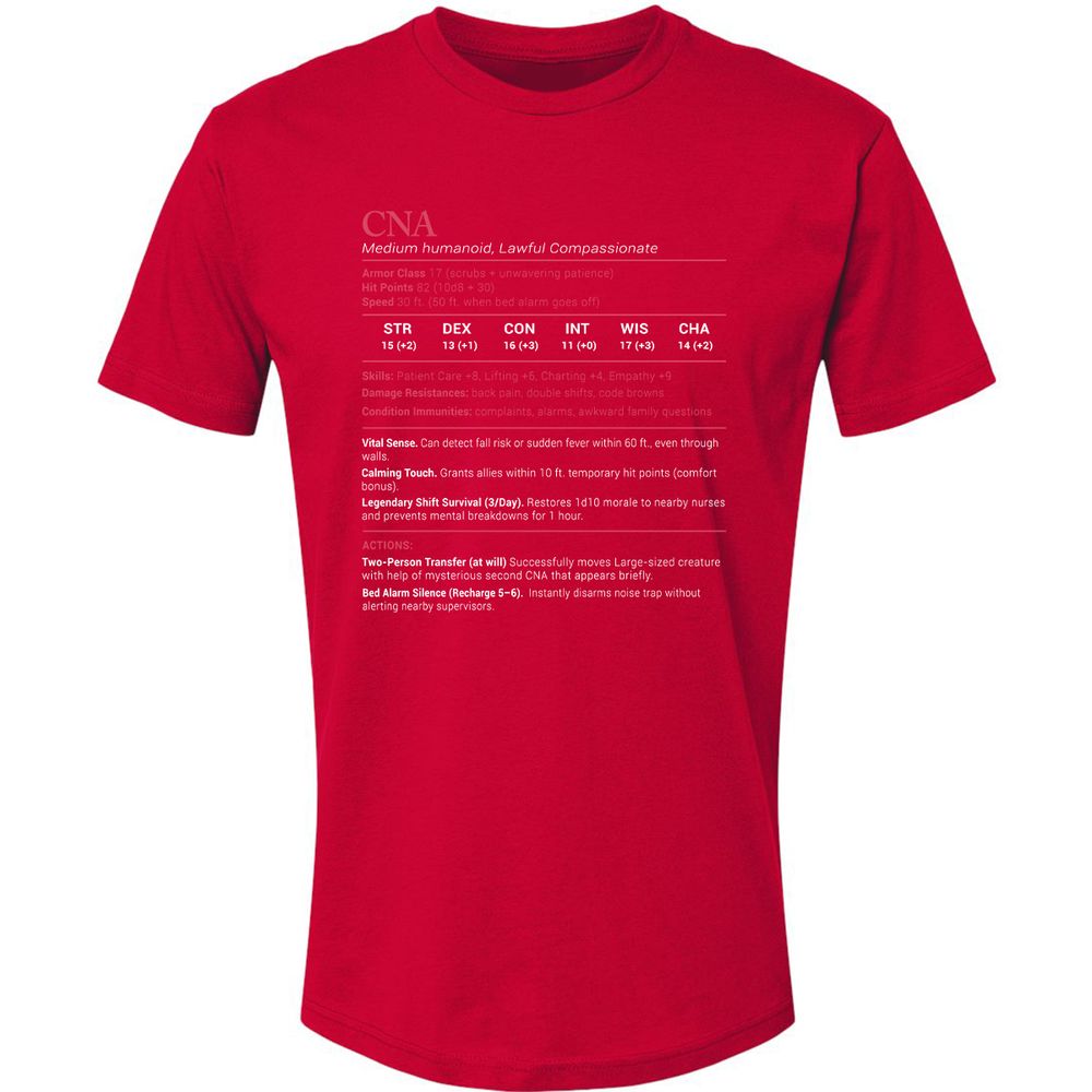 CNA Stats Premium Unisex T-Shirt - Red - 6