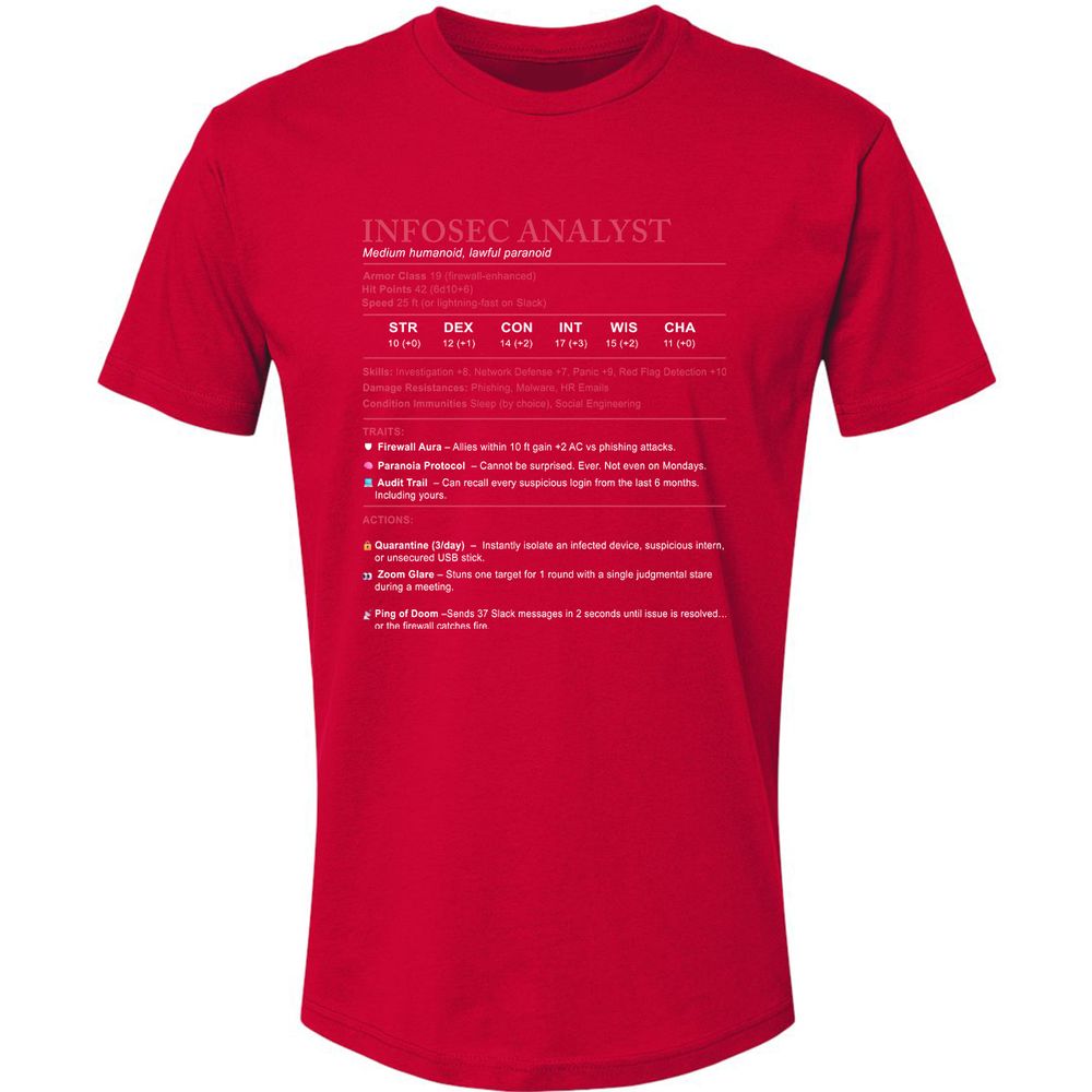 Information Security Analyst Stats Premium Unisex T-Shirt - Red - 6