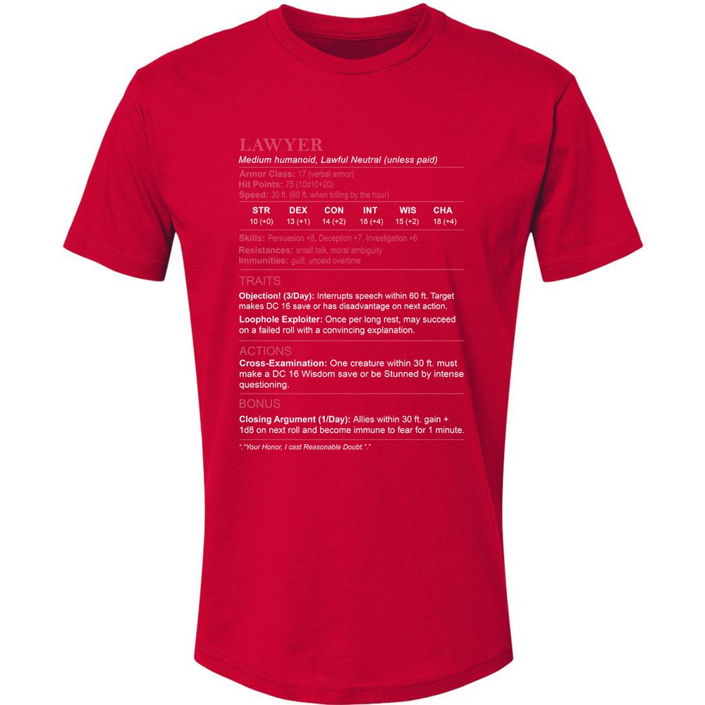 Lawyer Stats Premium Unisex T-Shirt - Red - 6