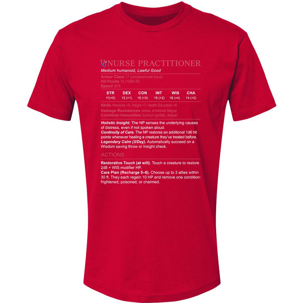 Nurse Practitioner Stats Premium Unisex T-Shirt - Red - 6