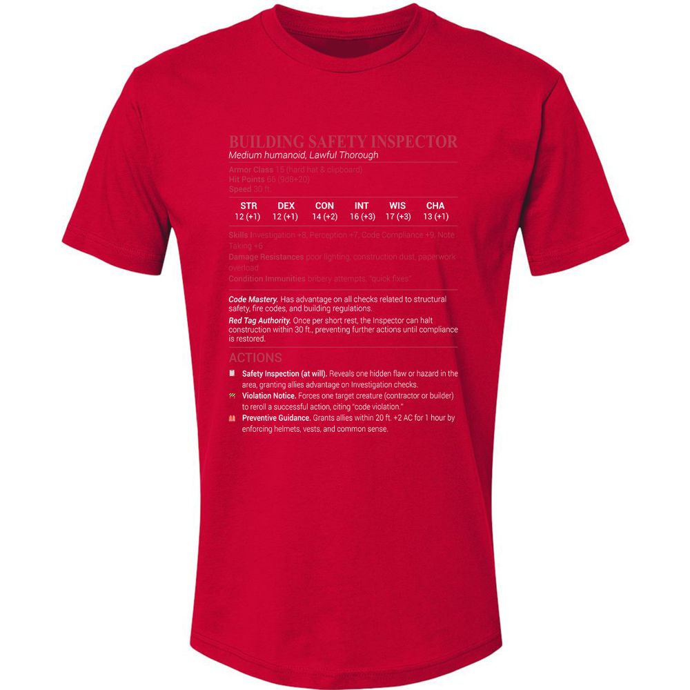 Building Safety Inspector Premium Unisex T-Shirt - Red - 6
