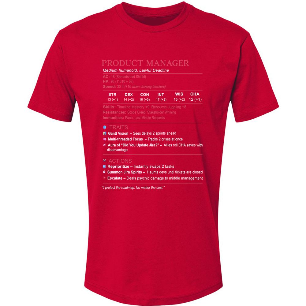 Product Manager Stats (PM) Premium Unisex T-Shirt - Red - 6