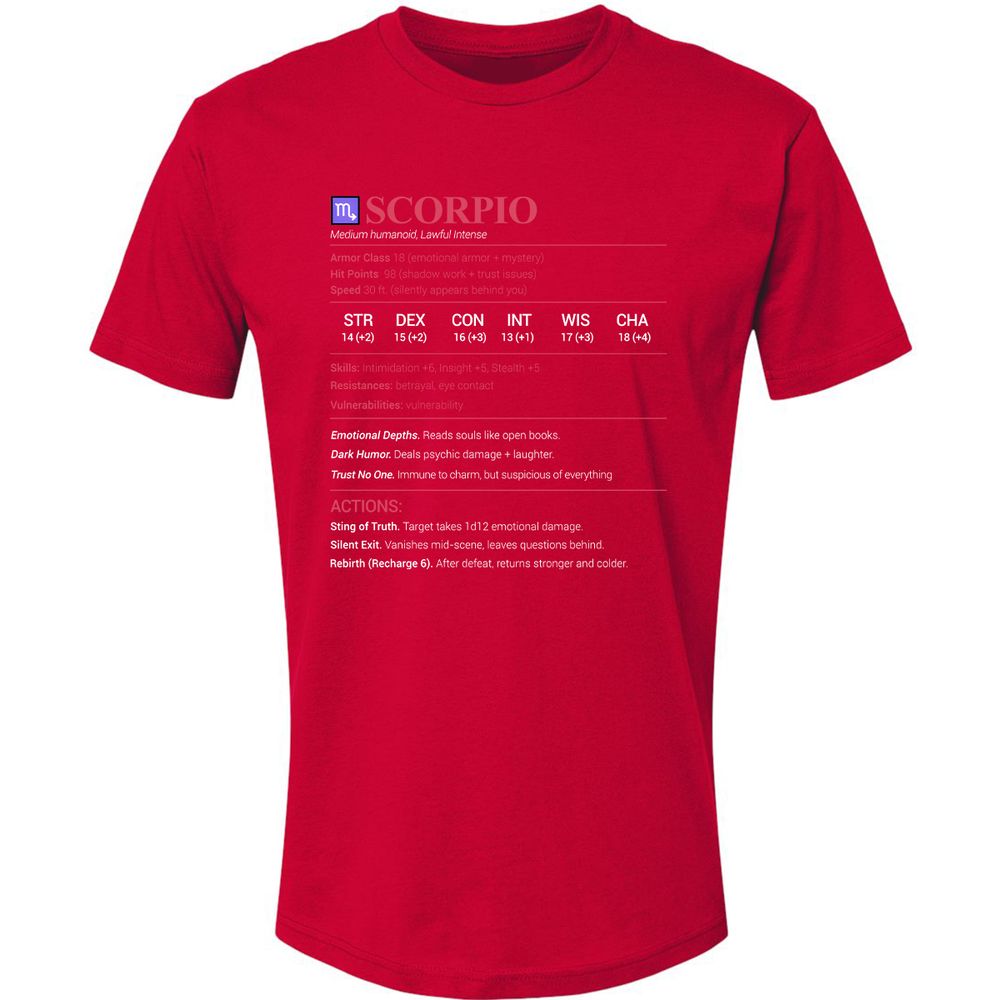 Scorpio Stats Premium Unisex T-Shirt - Red - 6