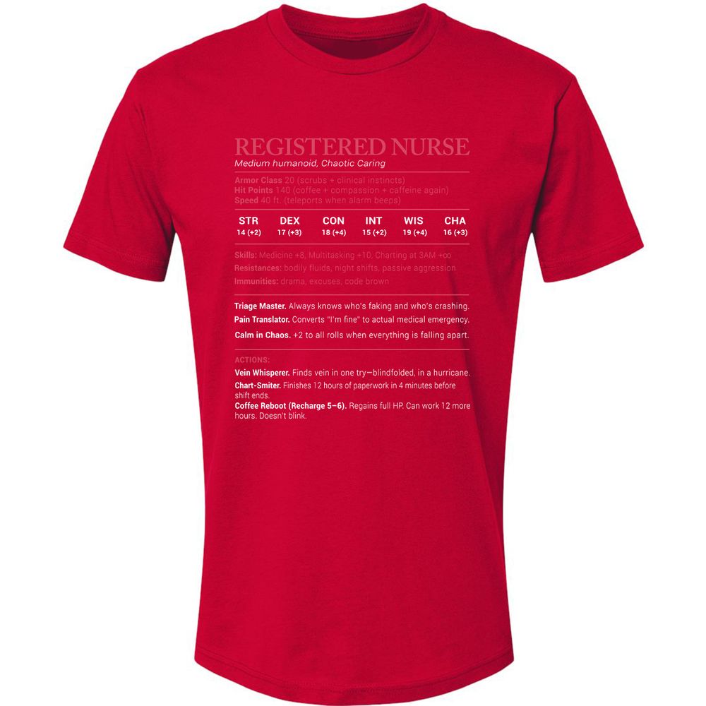 Registered Nurse Stats Premium Unisex T-Shirt - Red - 6