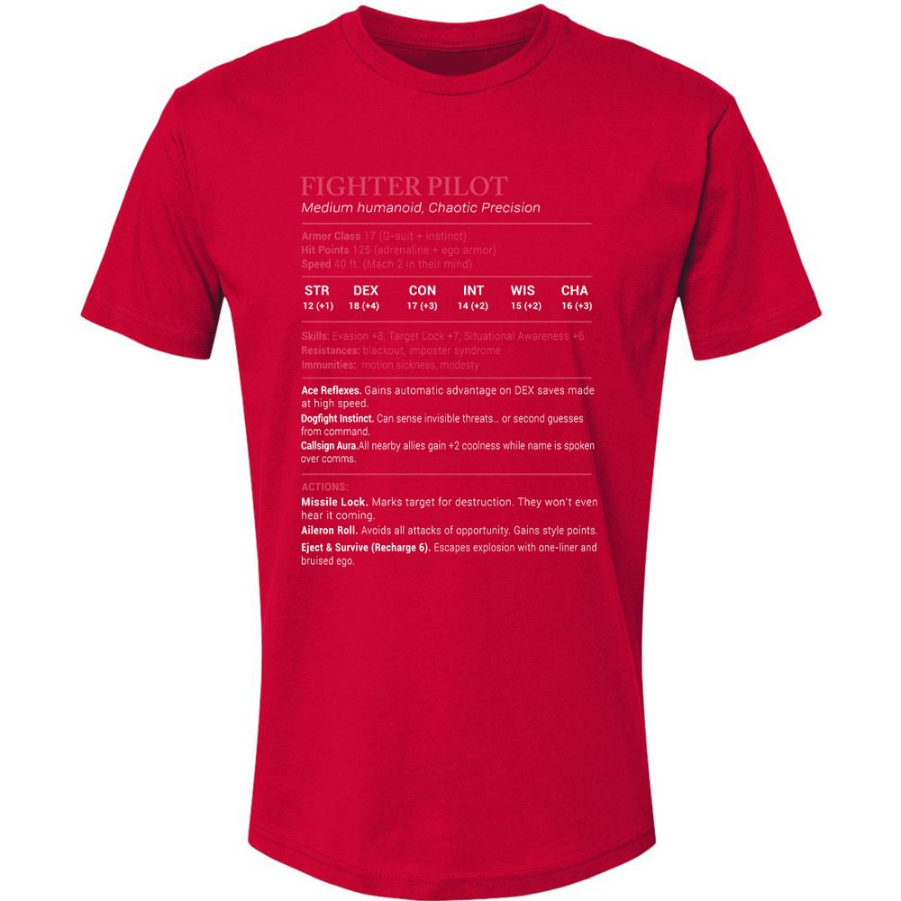 Fighter Pilot Stats Premium Unisex T-Shirt - Red - 6
