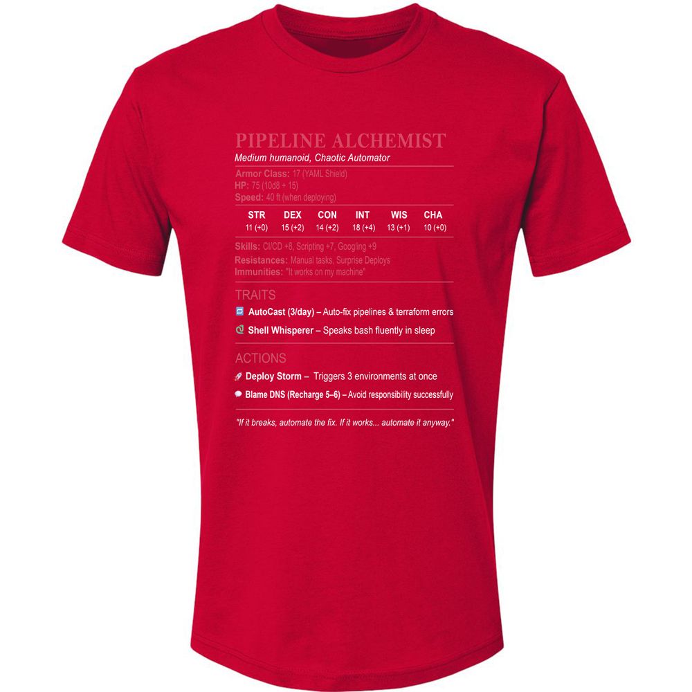 DEVOPS Stats (Pipeline Alchemist) Premium Unisex T-Shirt - Red - 6