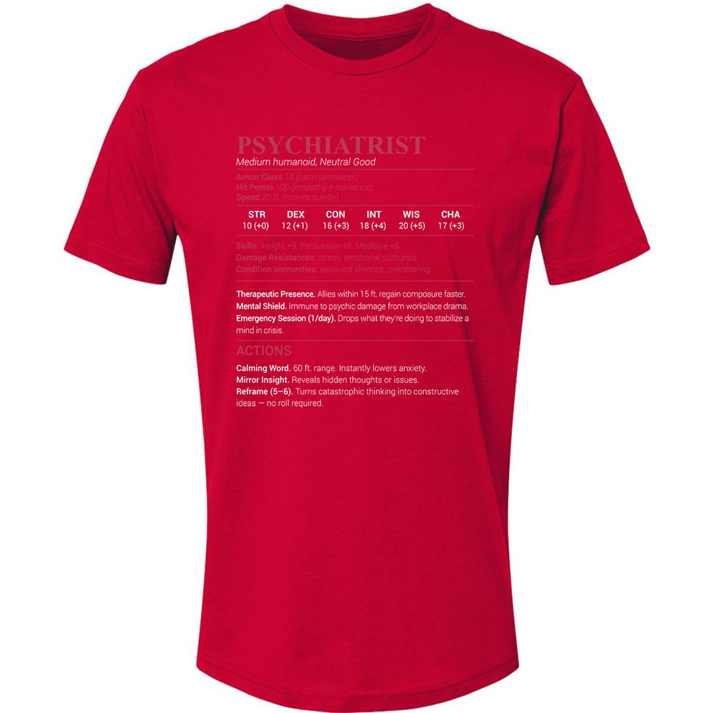 Psychiatrist Stats Premium Unisex T-Shirt - Red - 6