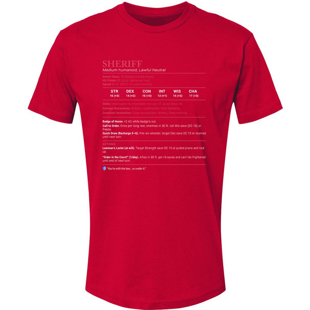 Sheriff Stats Premium Unisex T-Shirt - Red - 6