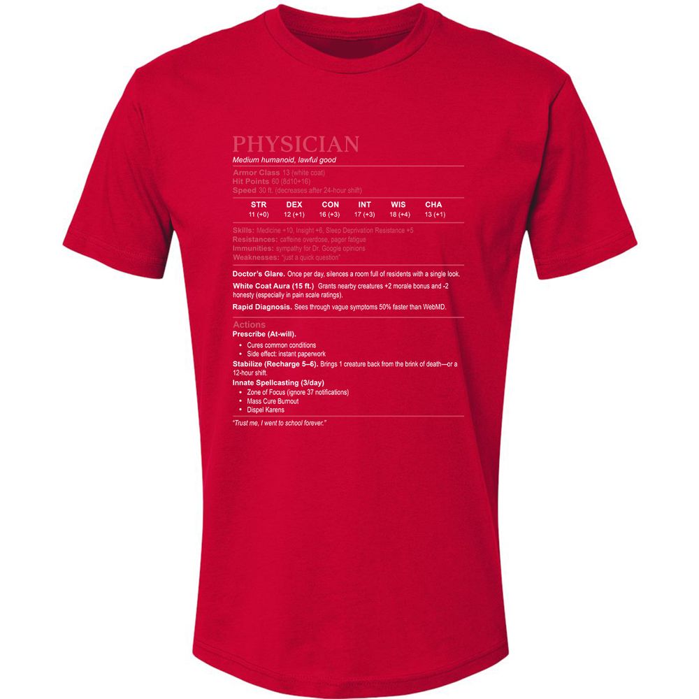 Physician Stats Premium Unisex T-Shirt - Red - 6