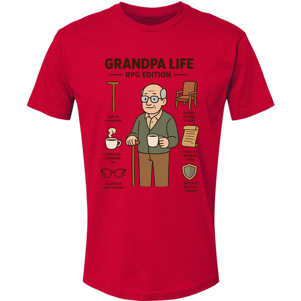 Grandpa Life RPG Edition Premium Unisex T-Shirt - Red - 6