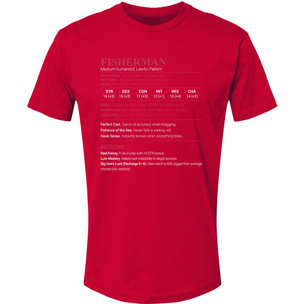 Fisherman Stats Premium Unisex T-Shirt - Red - 6
