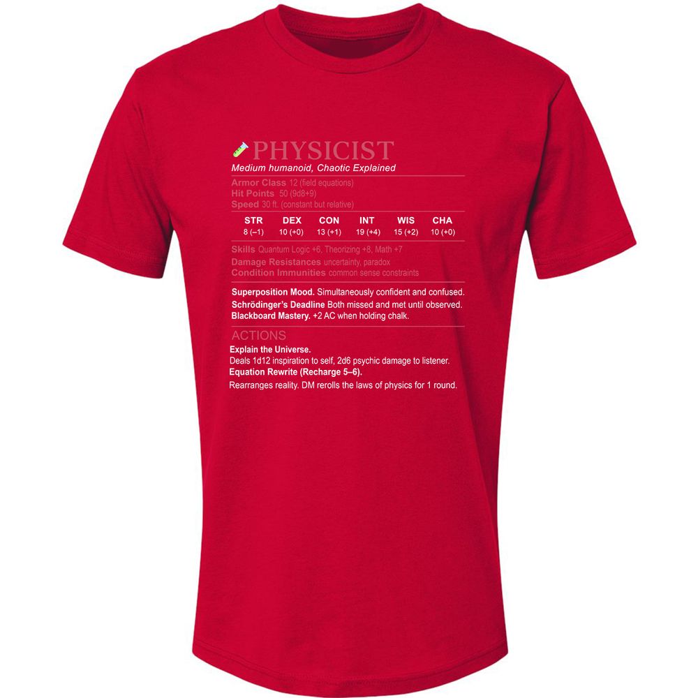 Physicist Stats Premium Unisex T-Shirt - Red - 6