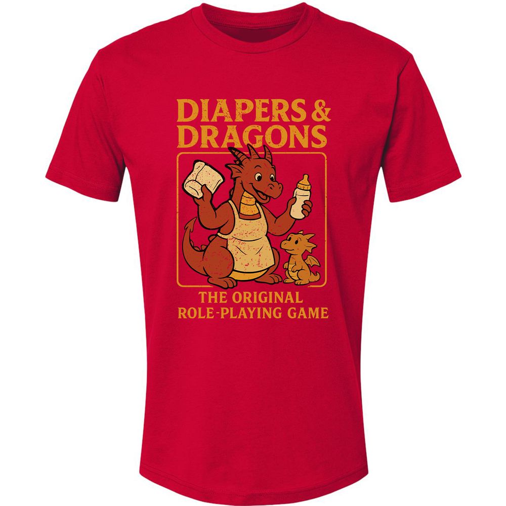 Diapers & Dragons Premium Unisex T-Shirt - Red - 6