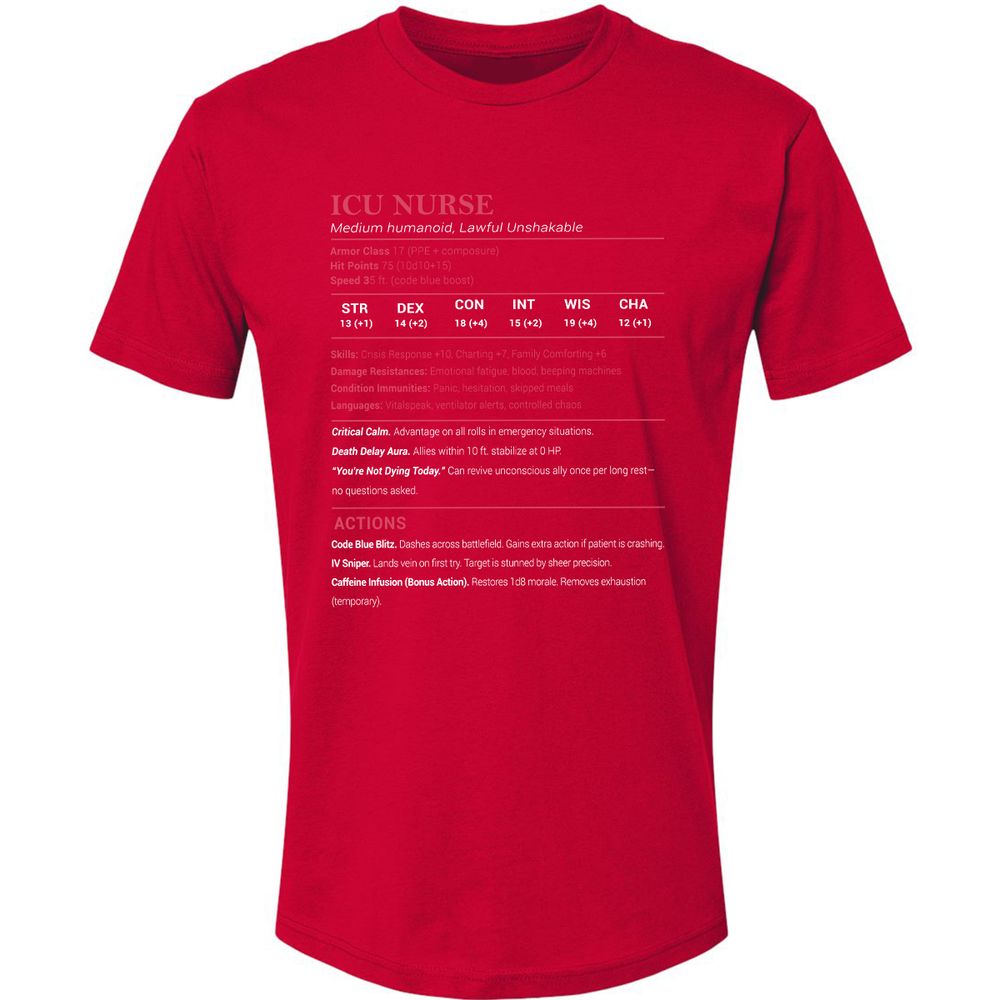 ICU Nurse Stats Premium Unisex T-Shirt - Red - 6