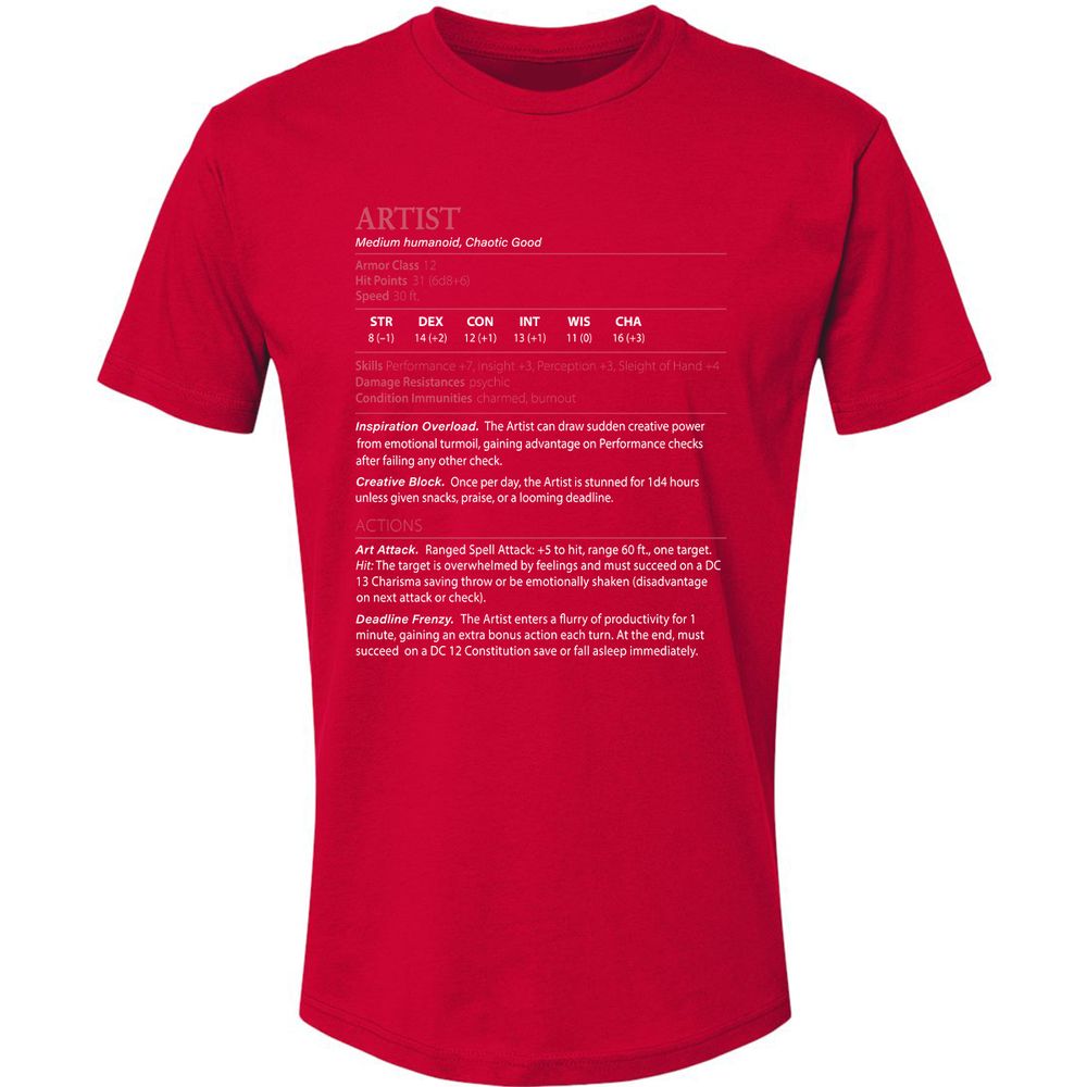 Artist Stats Premium Unisex T-Shirt - Red - 6