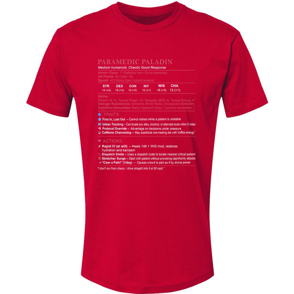 Paramedic Stats Premium Unisex T-Shirt - Red - 6