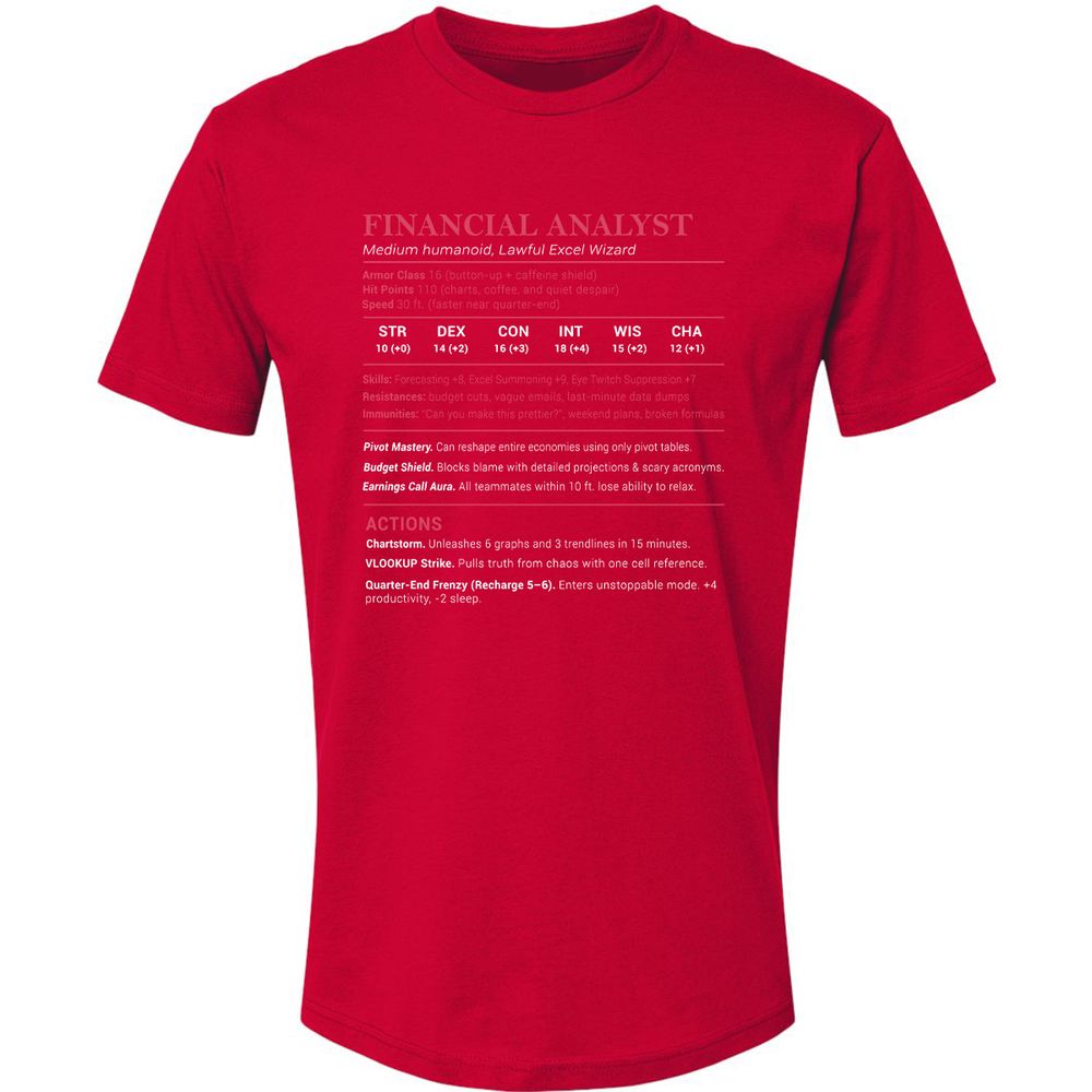 Financial Analyst Stats Premium Unisex T-Shirt - Red - 6