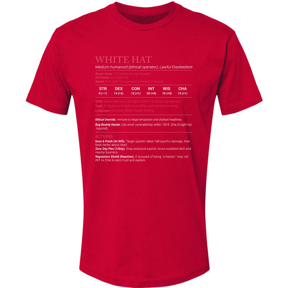 White Hat Stats Premium Unisex T-Shirt - Red - 6
