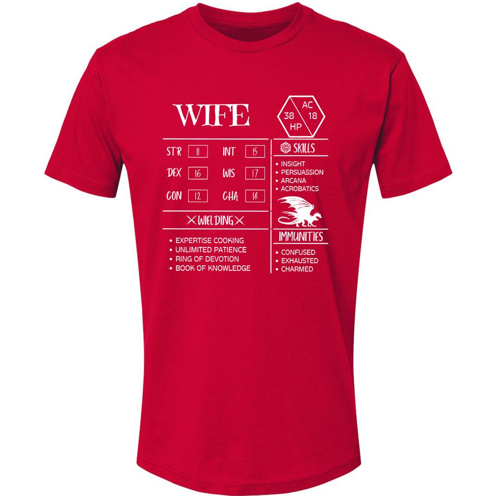 Wife Stats 2 Premium Unisex T-Shirt - Red - 6