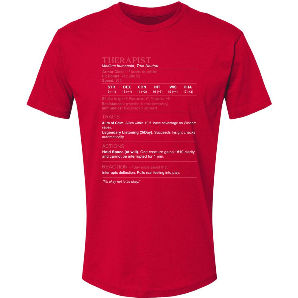 Therapist Stats Premium Unisex T-Shirt - Red - 6