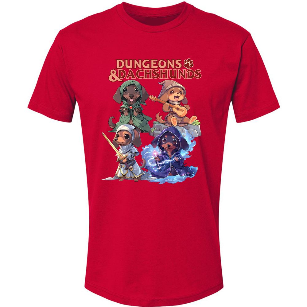 Dungeons & Dachshunds Premium Unisex T-Shirt - Red - 6