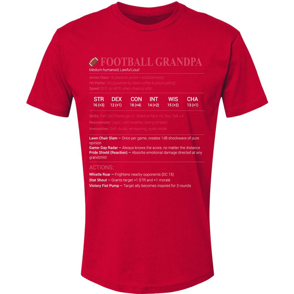 Football Grandpa Premium Unisex T-Shirt - Red - 6