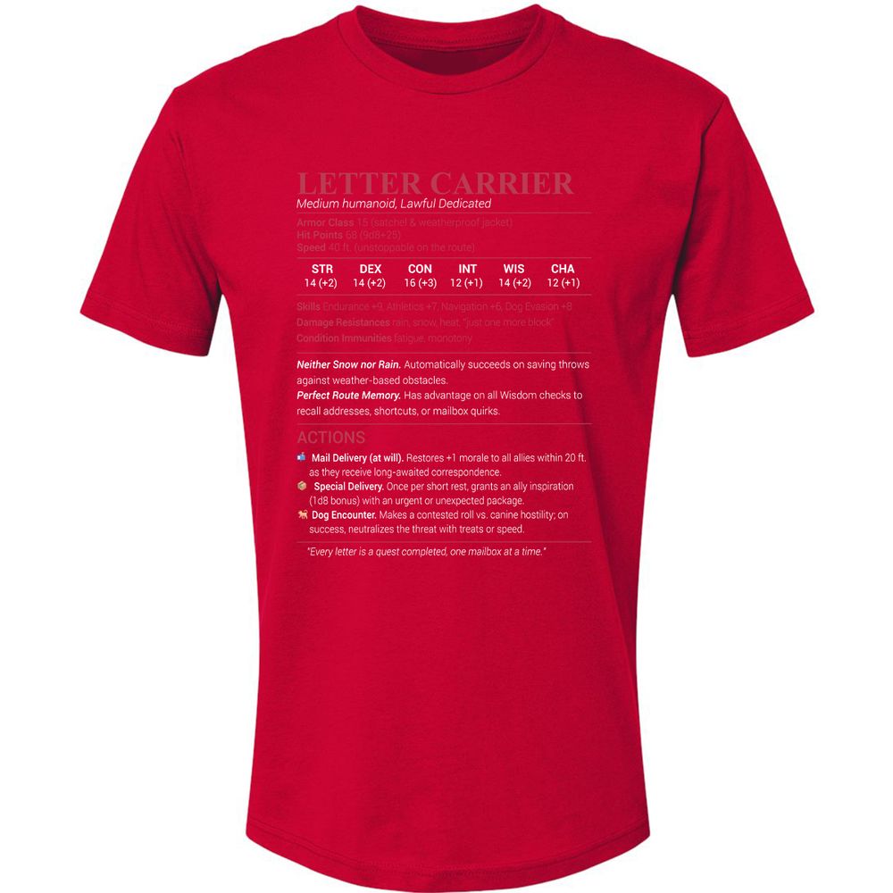 Letter Carrier Premium Unisex T-Shirt - Red - 6