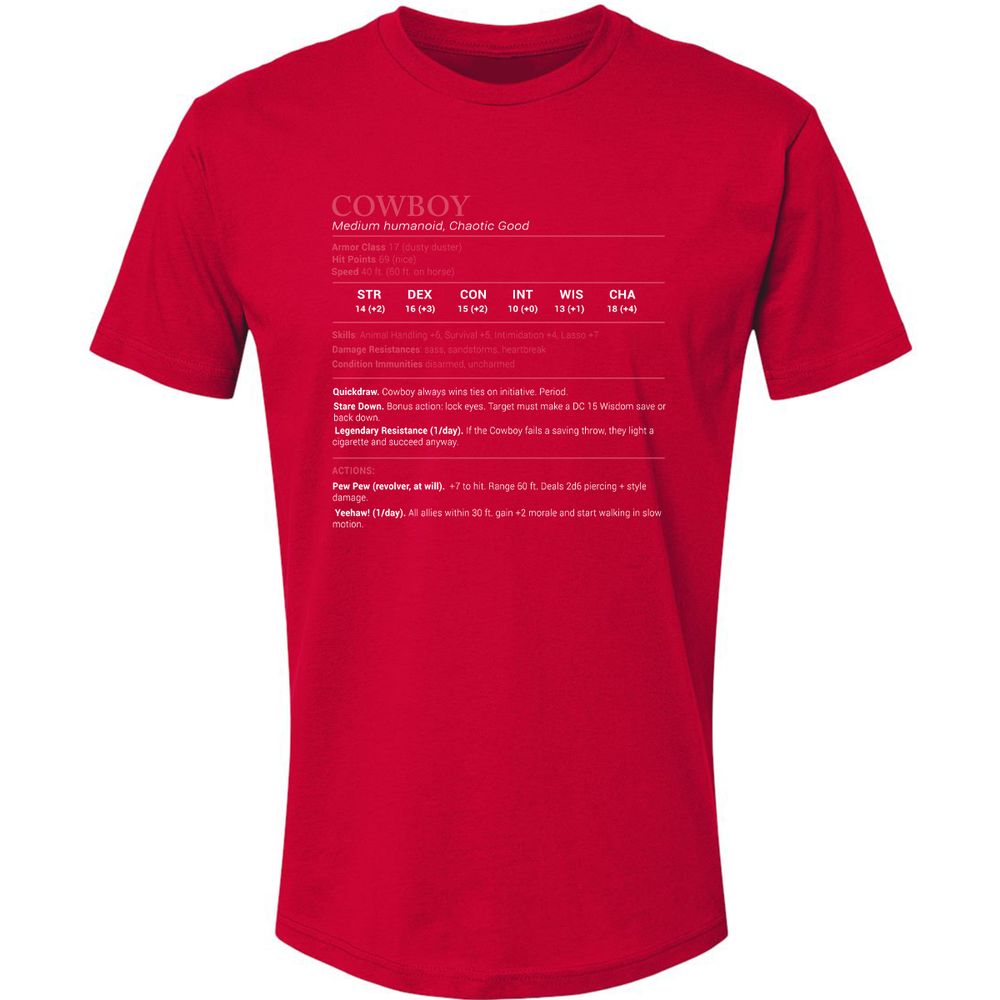 Cowboy Stats Premium Unisex T-Shirt - Red - 6