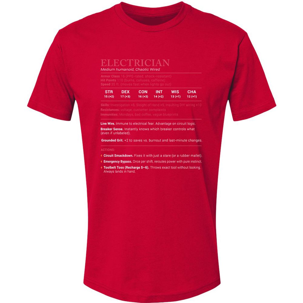 Electrician Stats Premium Unisex T-Shirt - Red - 6