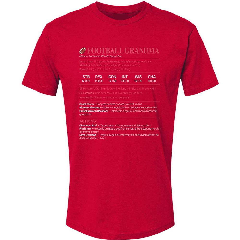 Football Grandma Premium Unisex T-Shirt - Red - 6