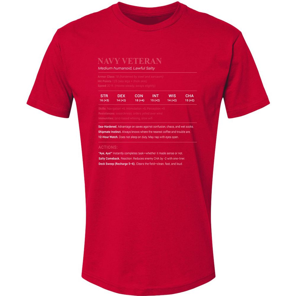 Navy Veteran Premium Unisex T-Shirt - Red - 6