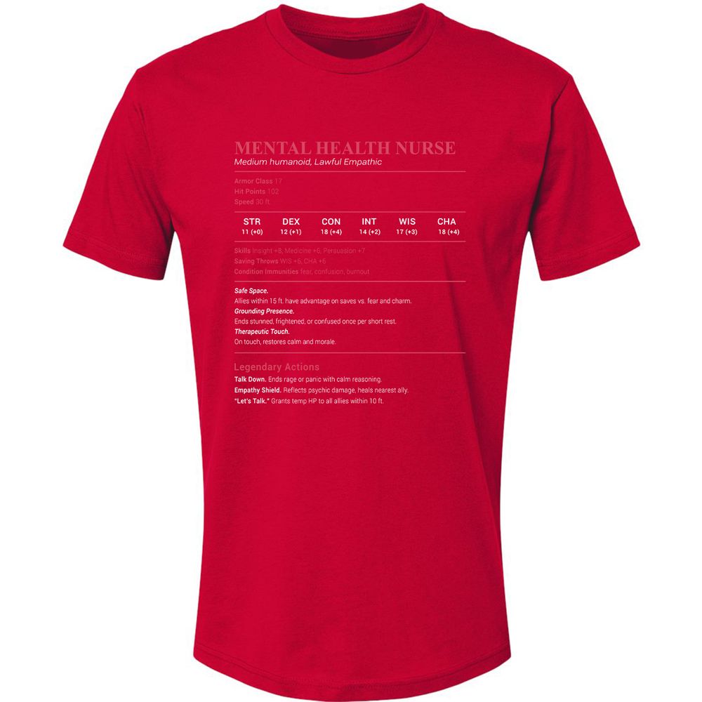 Mental Health Nurse Stats Premium Unisex T-Shirt - Red - 6