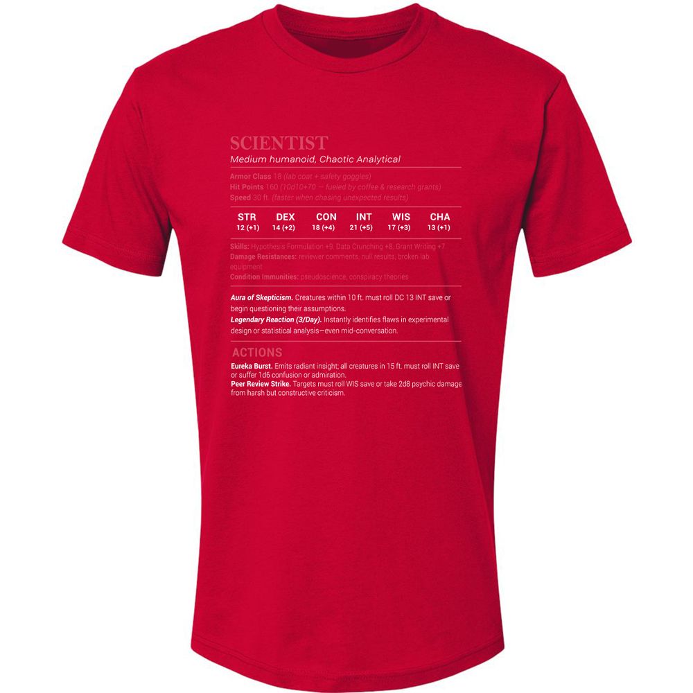 Scientist Stats Premium Unisex T-Shirt - Red - 6