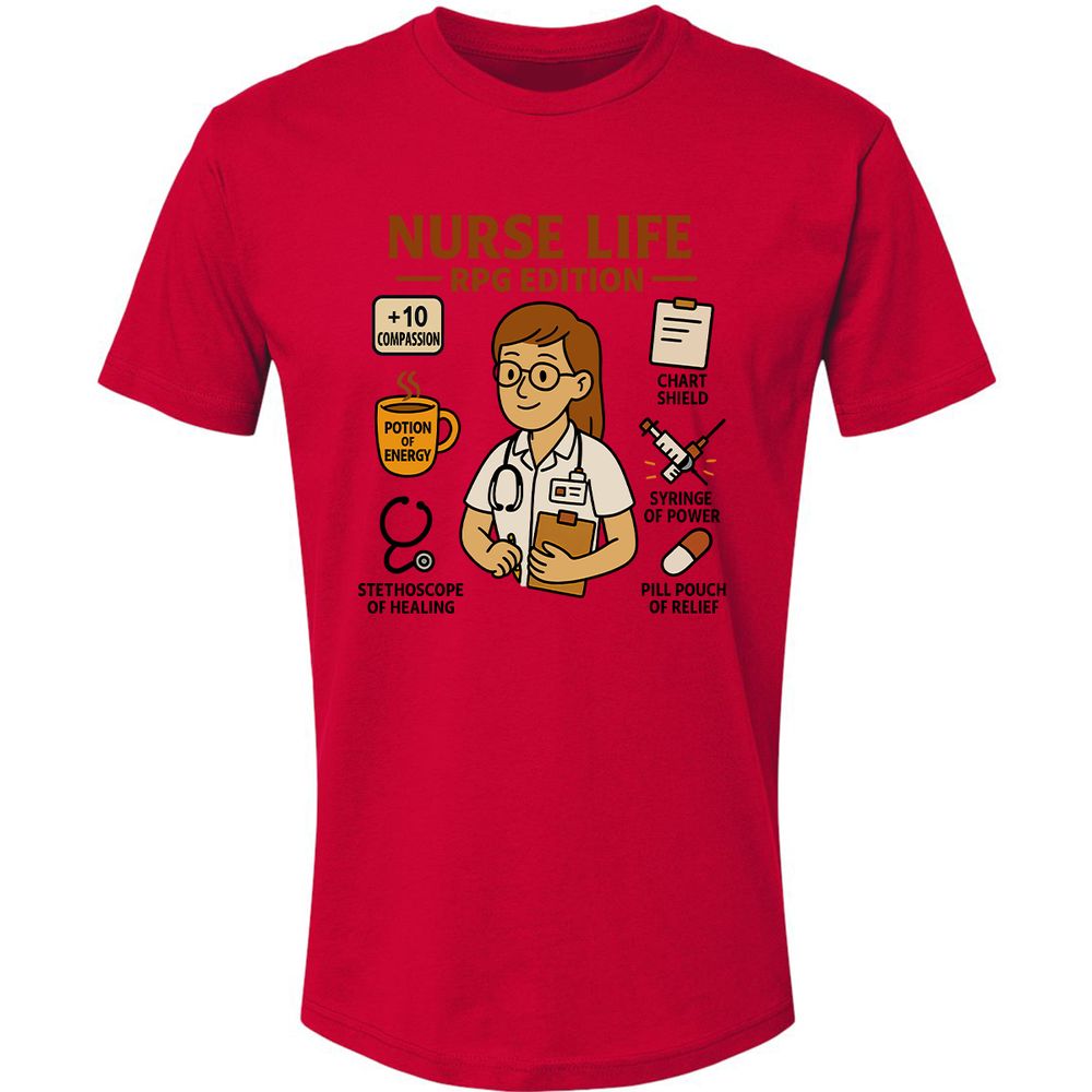 Nurse Life RPG Edition Premium Unisex T-Shirt - Red - 6