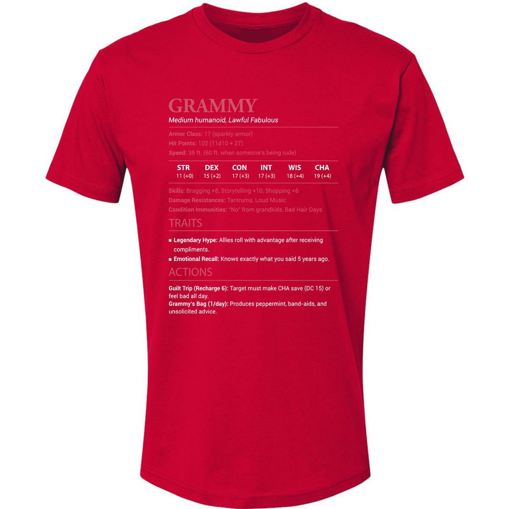 Grammy Stats Premium Unisex T-Shirt - Red - 6