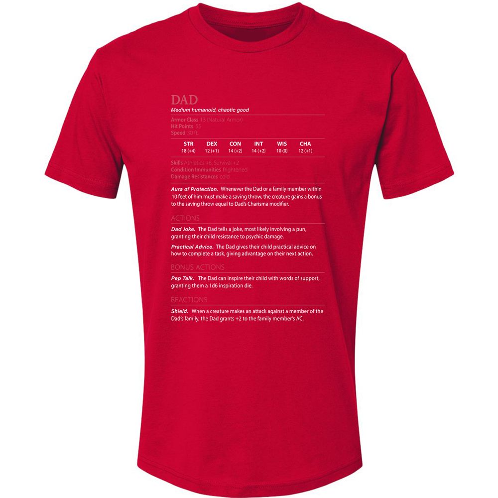 Dad Stats Premium Unisex T-Shirt - Red - 6