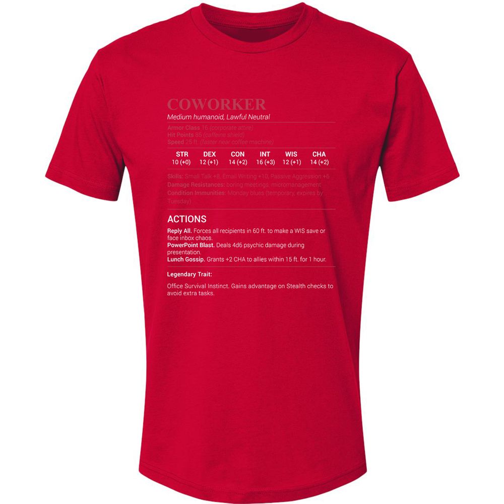 Coworker Stats Premium Unisex T-Shirt - Red - 6