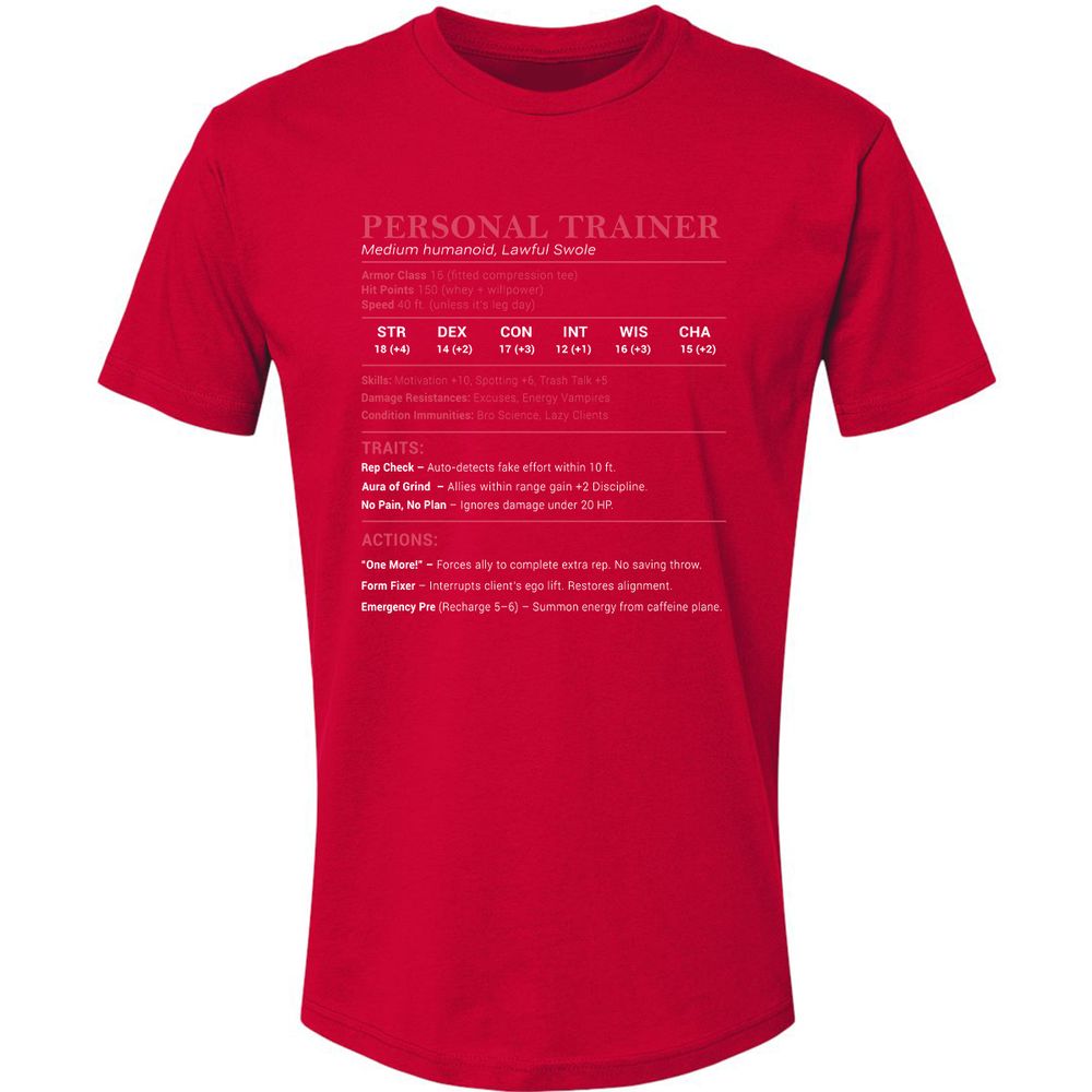 Personal Trainer PT Stats Premium Unisex T-Shirt - Red - 6