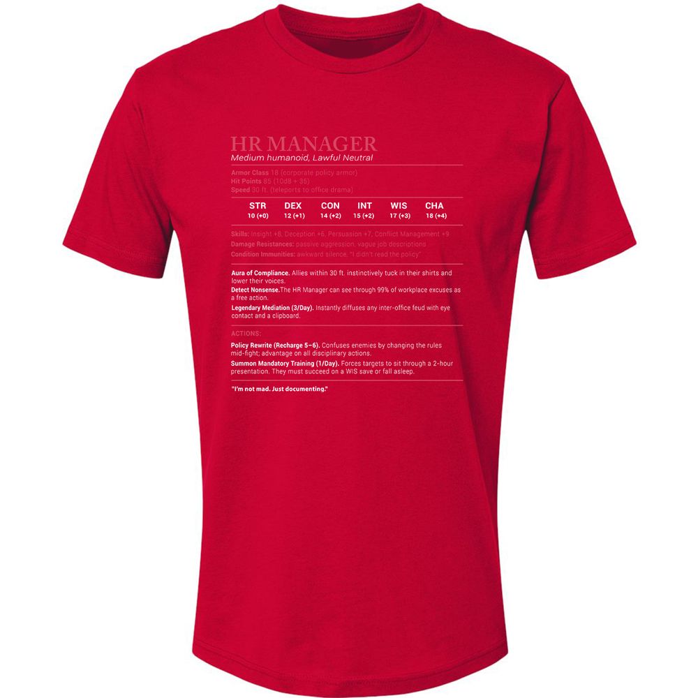 HR Manager Stats Premium Unisex T-Shirt - Red - 6
