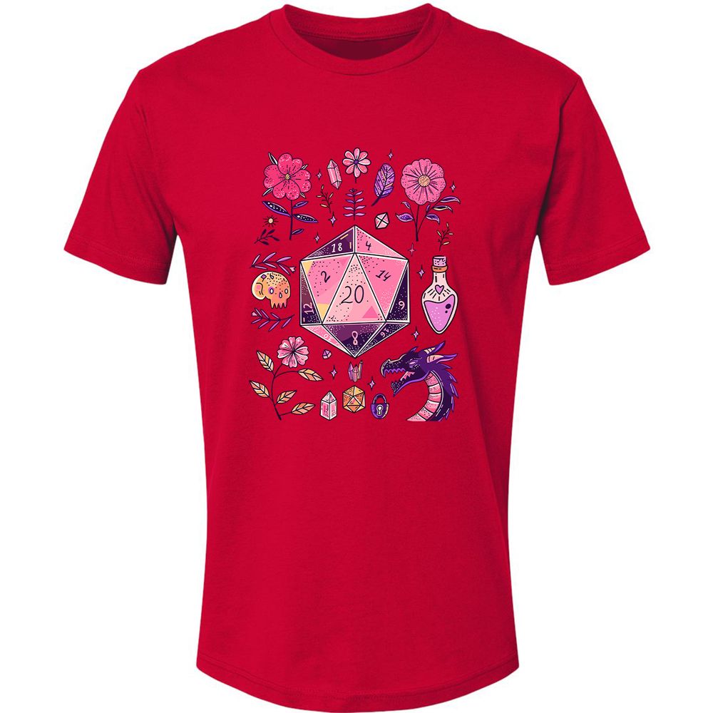 Mystic D20 Floral Dice Art - Red - 6