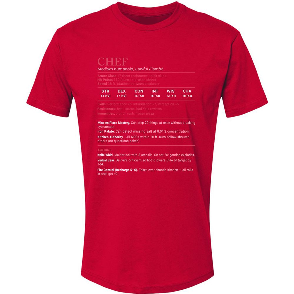 Chef Stats Premium Unisex T-Shirt - Red - 6
