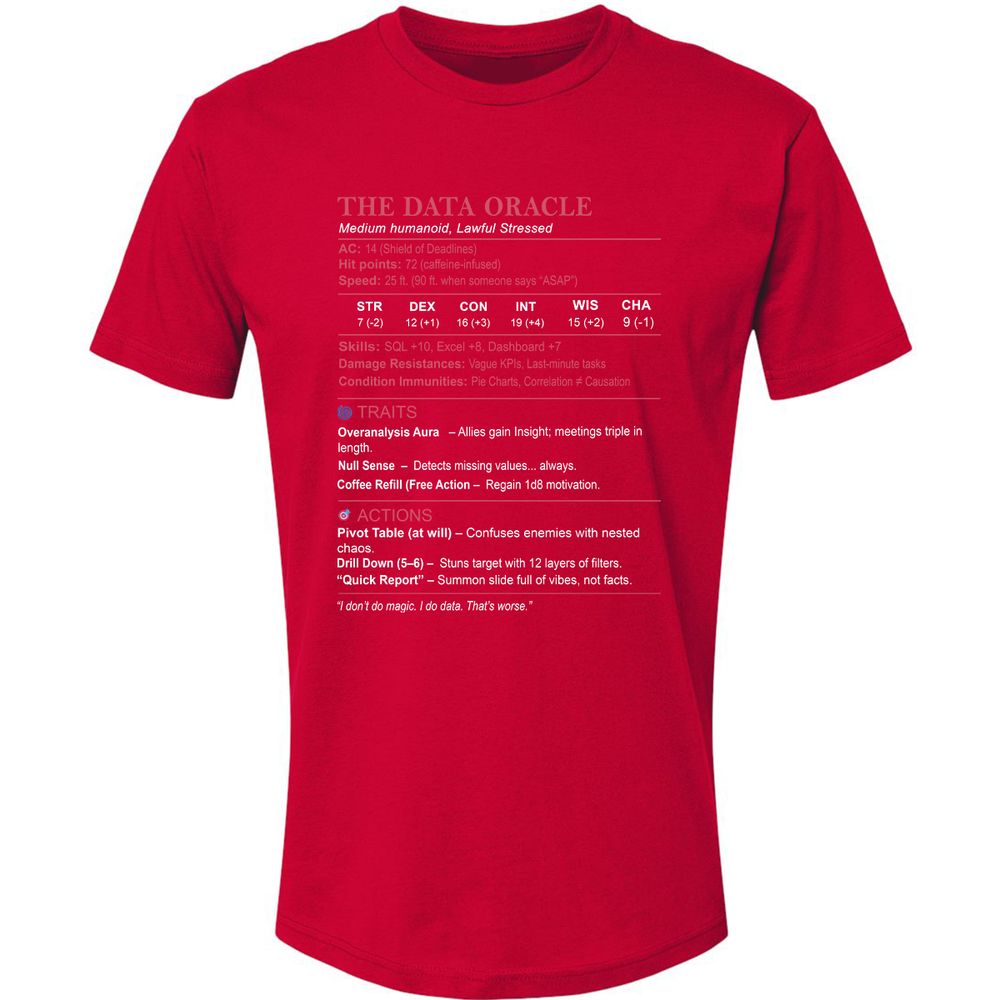 Data Analyst Stats (The Data Oracle) Premium Unisex T-Shirt - Red - 6