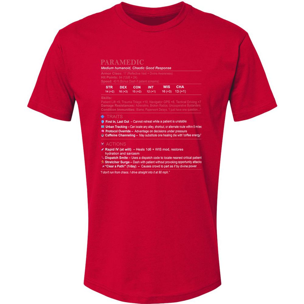 Paramedic Stats Premium Unisex T-Shirt - Red - 6