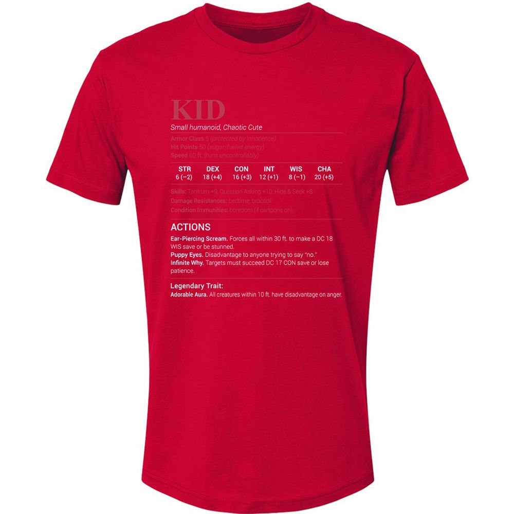 Kid Stats Premium Unisex T-Shirt - Red - 6