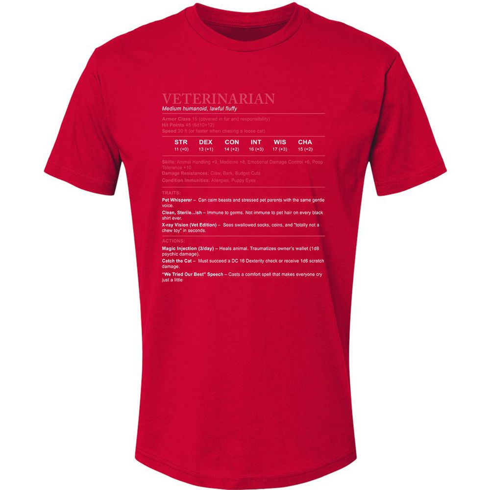 Veterinarian Stats Premium Unisex T-Shirt - Red - 6