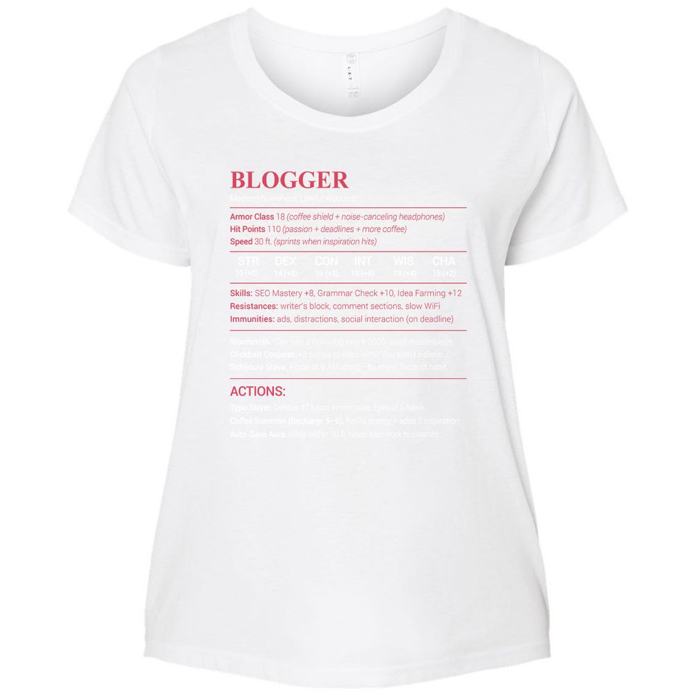 Blogger Ladies Curvy Jersey - White - 6
