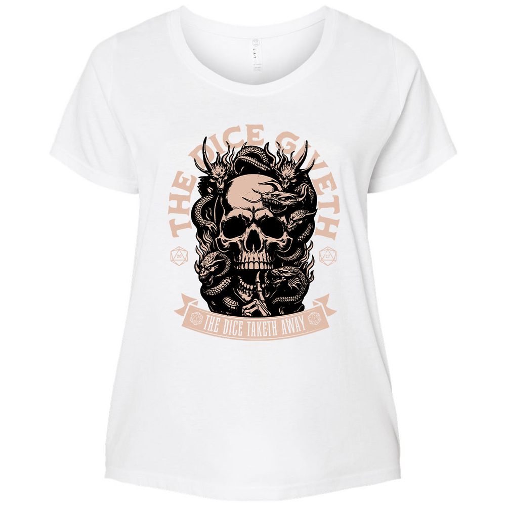 The Dice Giveth The Dice Taketh Away Ladies Curvy Jersey - White - 6